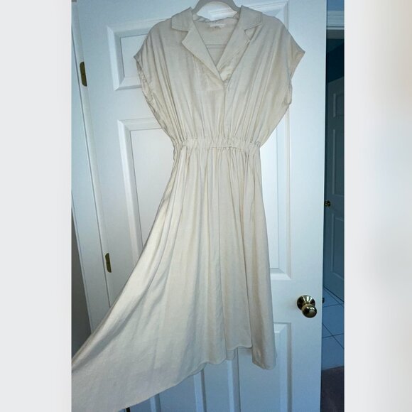 Melloday Linen Blend Dress - Cream - Size Small - Picture 5 of 9